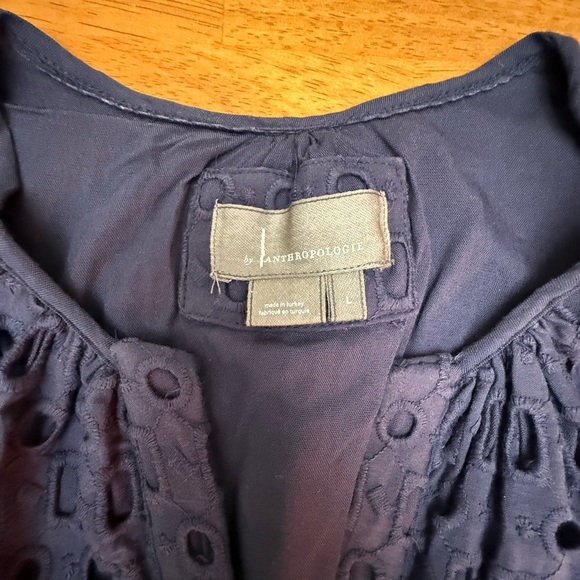Anthropologie Somerset Navy Blue Eyelet Dress L - Picture 4 of 8